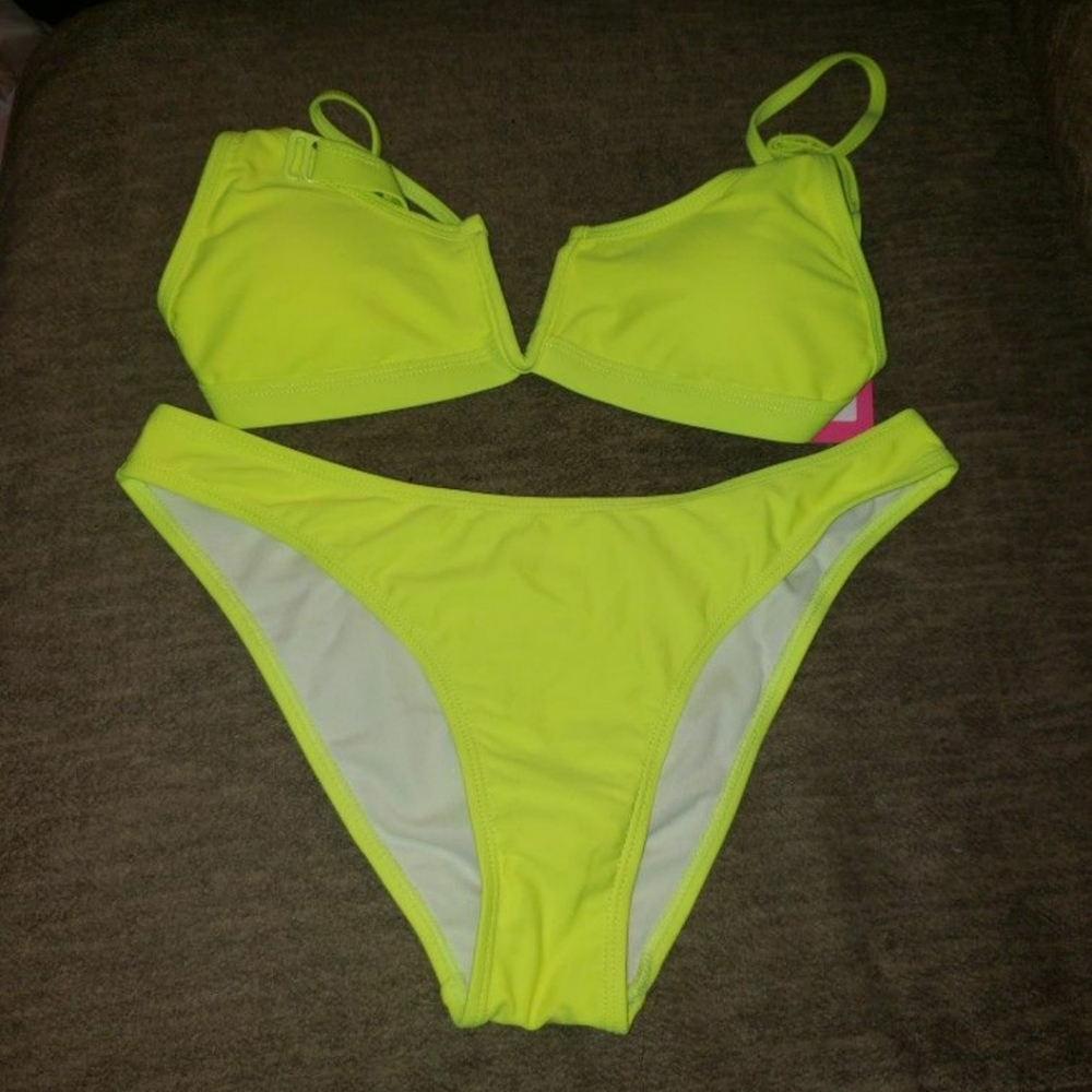 Brand new Highlighter yellow bikini size small.
